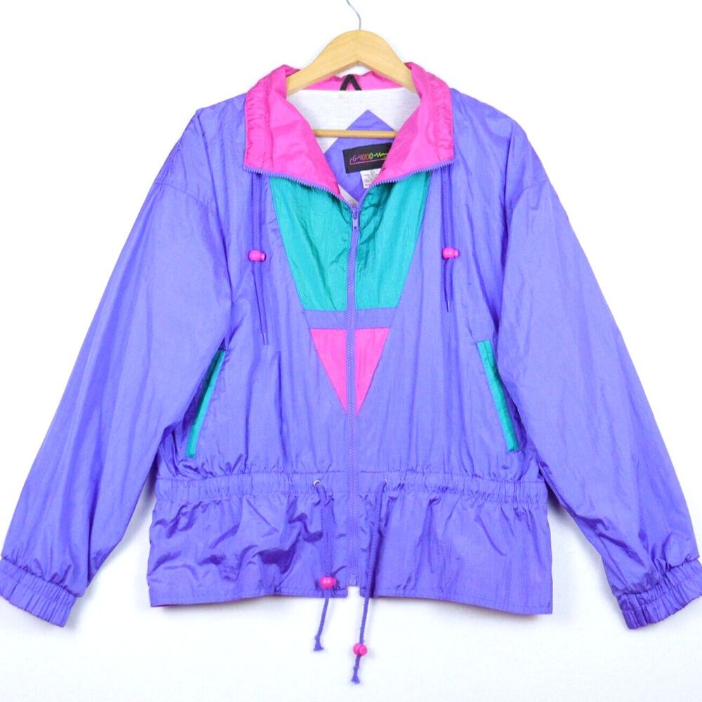 Vintage G4000 Colorblock Jacket‎ Windbreaker Woman's Large 70's 80's Retro